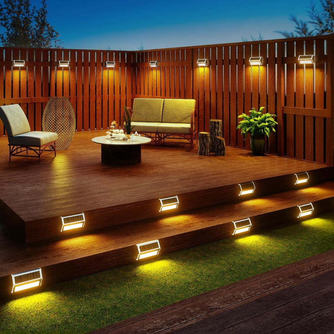Solarbetriebene LED Außenwandleuchte – Edelstahl Garten- & Treppenlicht mit Dämmerungssensor, Wasserdicht, Warmweiß
