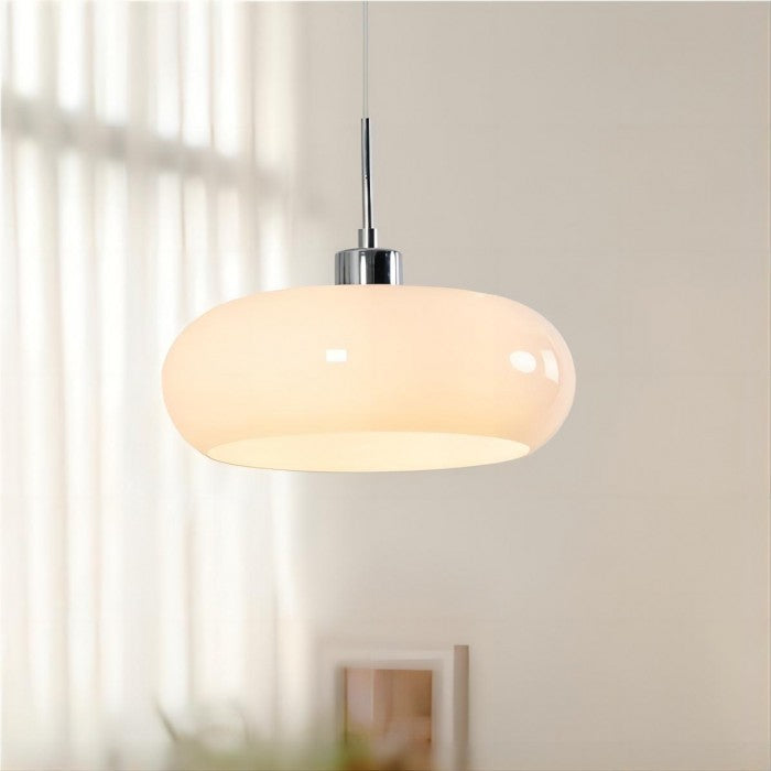 Retro Pendelleuchte aus Glas – Bauhaus Stil in Orange – Nordisches Design für Esszimmer & Küche