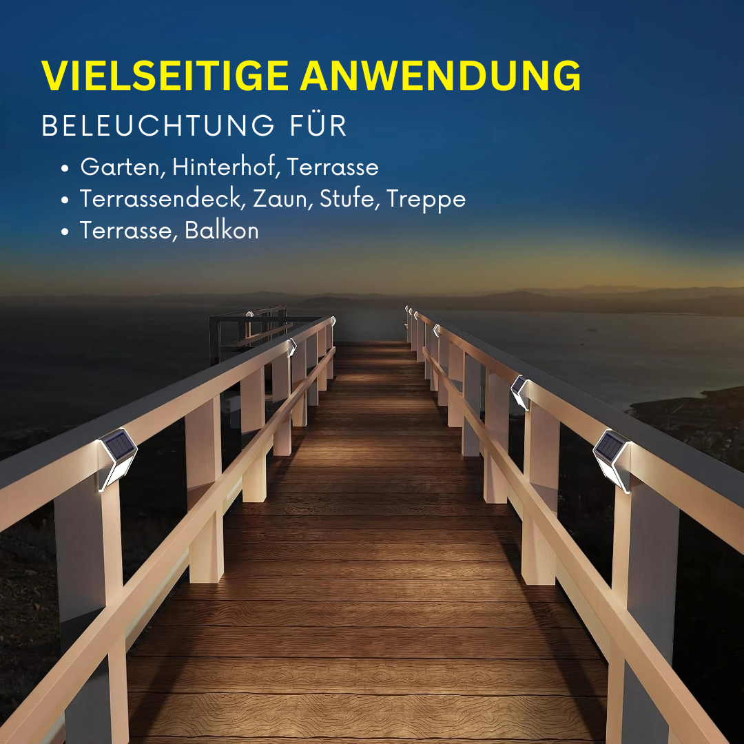 Solarbetriebene LED Außenwandleuchte – Edelstahl Garten- & Treppenlicht mit Dämmerungssensor, Wasserdicht, Warmweiß