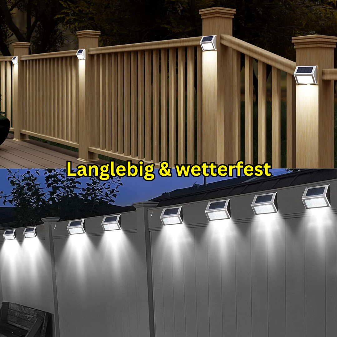 Solarbetriebene LED Außenwandleuchte – Edelstahl Garten- & Treppenlicht mit Dämmerungssensor, Wasserdicht, Warmweiß