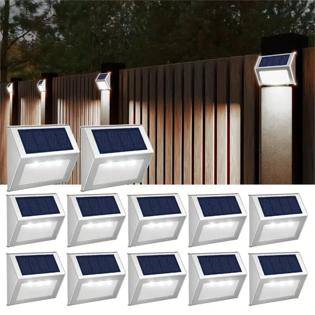 Solarbetriebene LED Außenwandleuchte – Edelstahl Garten- & Treppenlicht mit Dämmerungssensor, Wasserdicht, Warmweiß