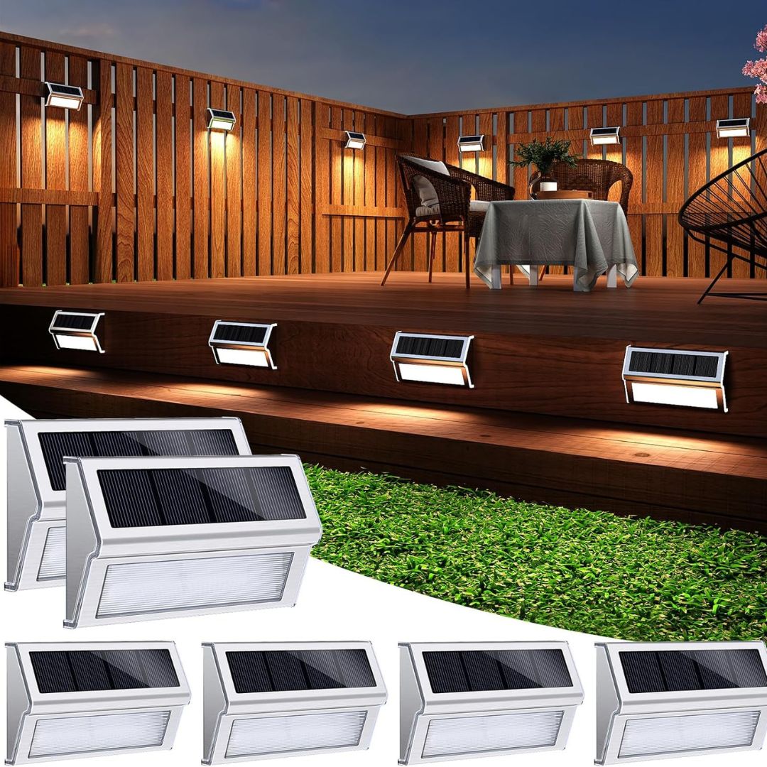 Solarbetriebene LED Außenwandleuchte – Edelstahl Garten- & Treppenlicht mit Dämmerungssensor, Wasserdicht, Warmweiß