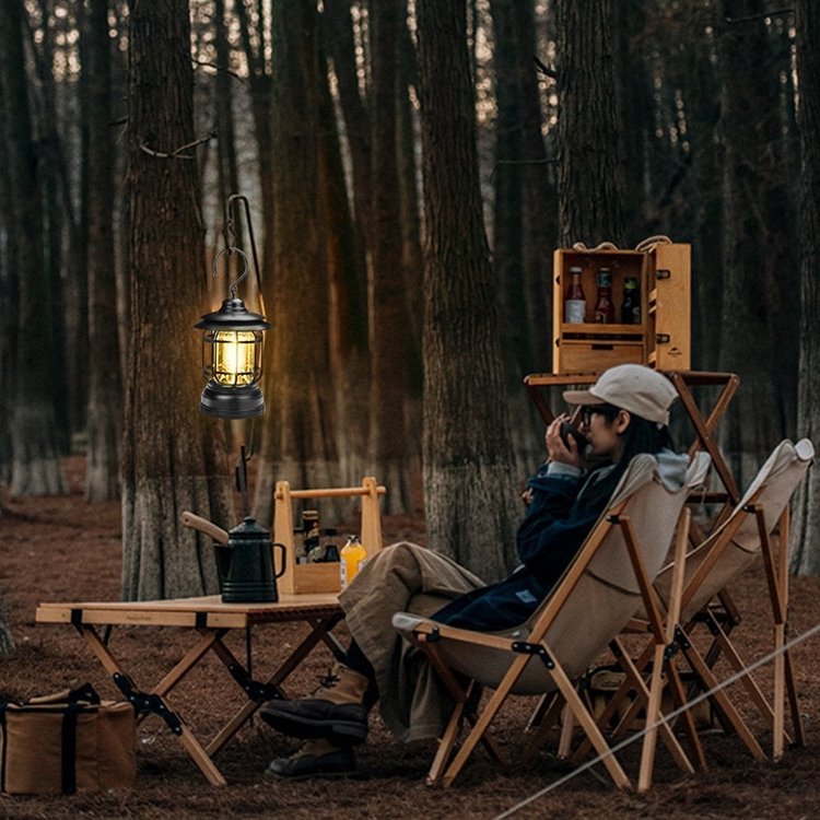 Tragbare Retro-Campinglampe mit 360° Beleuchtung, Magnetischem Haken und Wasserdichtem Design – Ideal für Innen und Außen-4