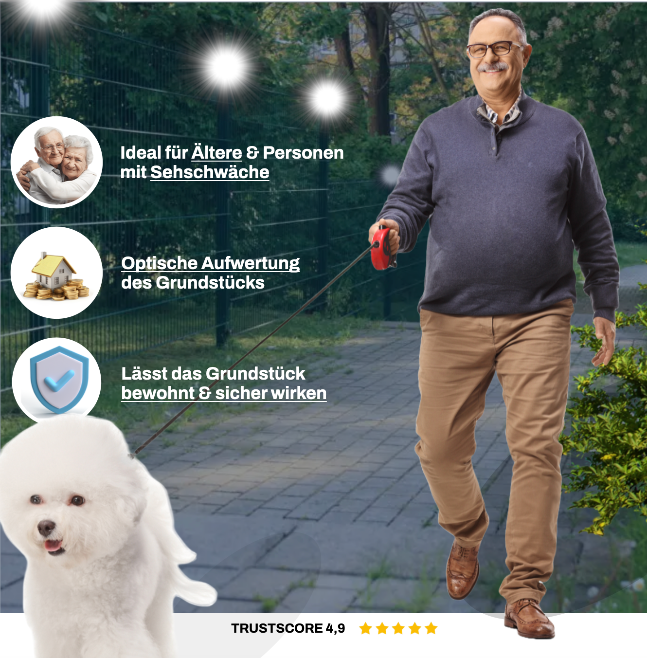 Solar Zaunleuchte LED