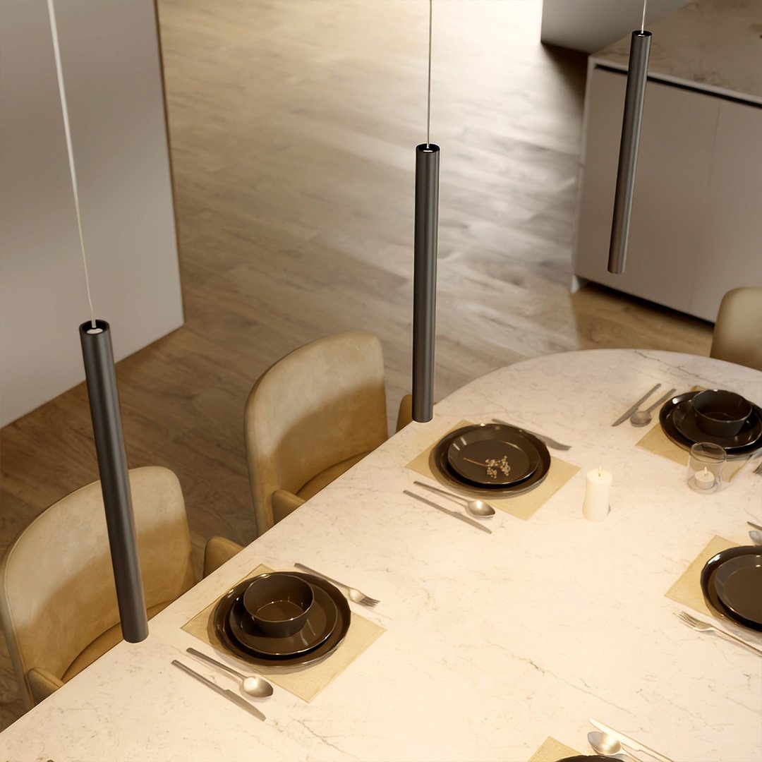 Pendelleuchte Schwarz – Minimalistische Hängelampe aus Metall und Glas für Esszimmer und moderne Räume-6